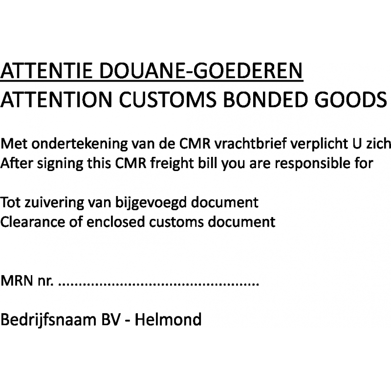 Douane handstempel (100x70 mm) met vaste afdruk